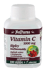 Medpharma Vitamin C 1000 mg s šípky, prodloužený účinek, 107 tablet